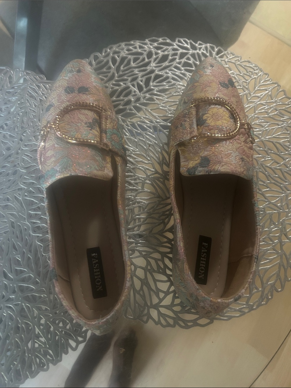 Floral Jacquard Loafers with Gold-Tone Buckle